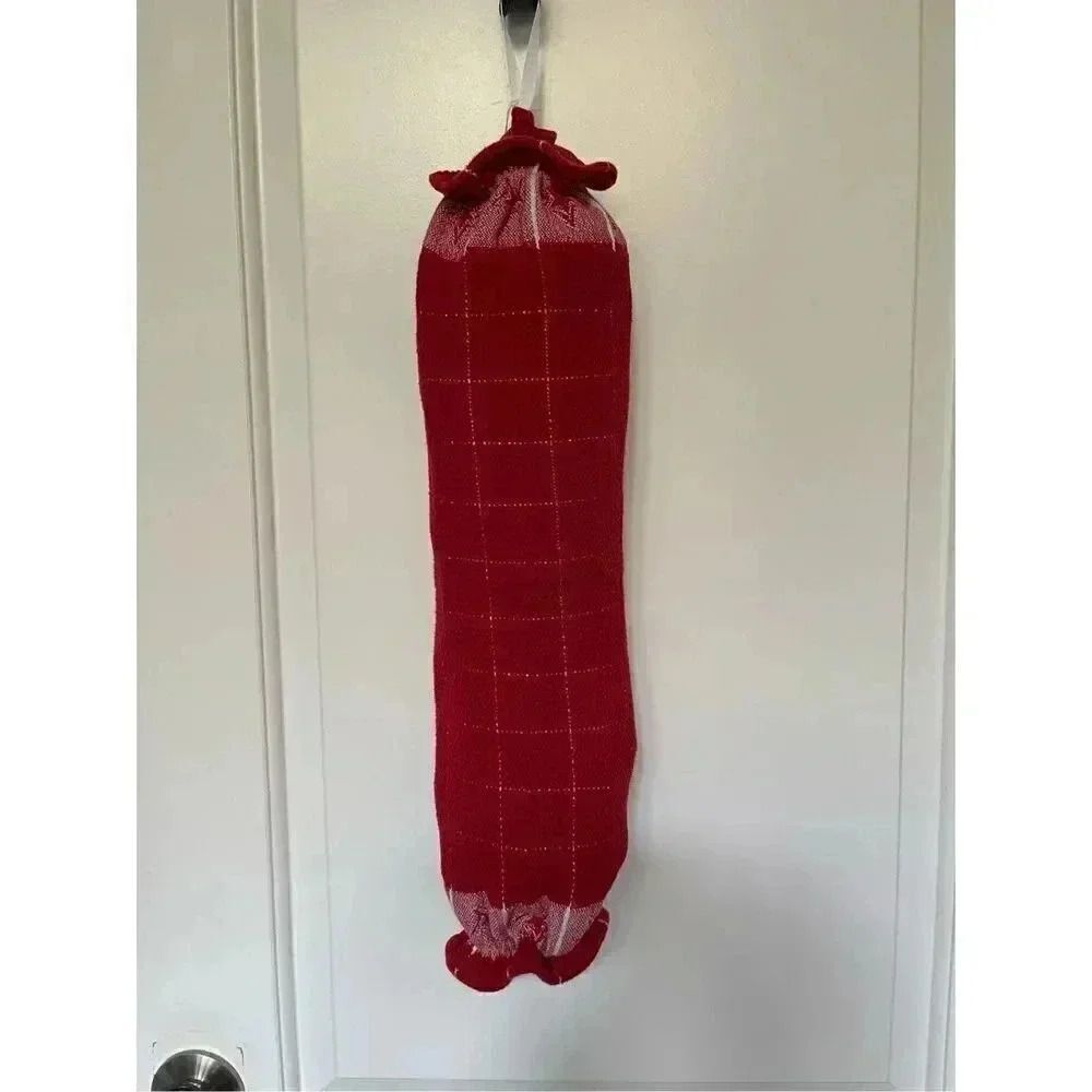 Handmade Plastic Bag Holder- Red Squares